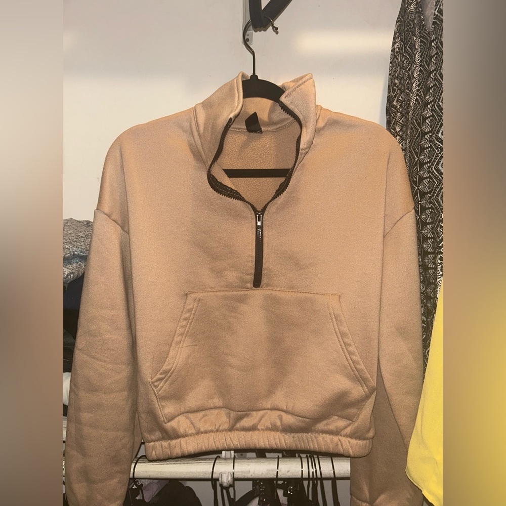 Tan Quarter-Zip Pullover
